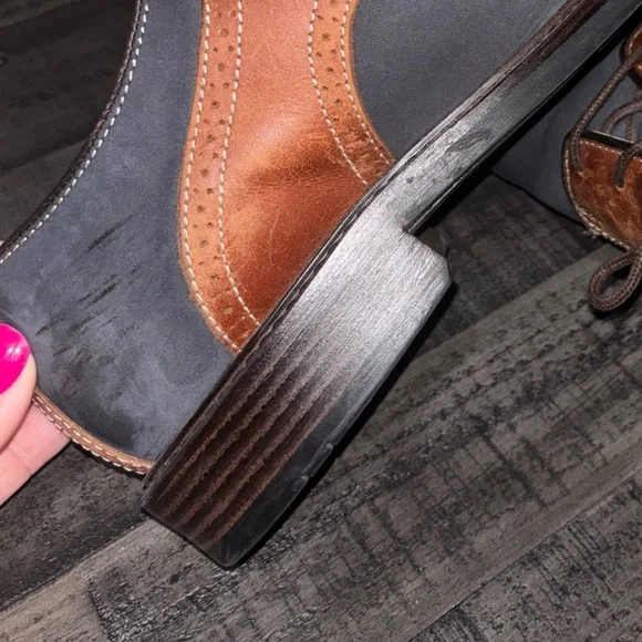 Johnston Murphy Navy Suede Leather Saddle Oxford Mens Dress Shoe Size 11M - Picture 6 of 9